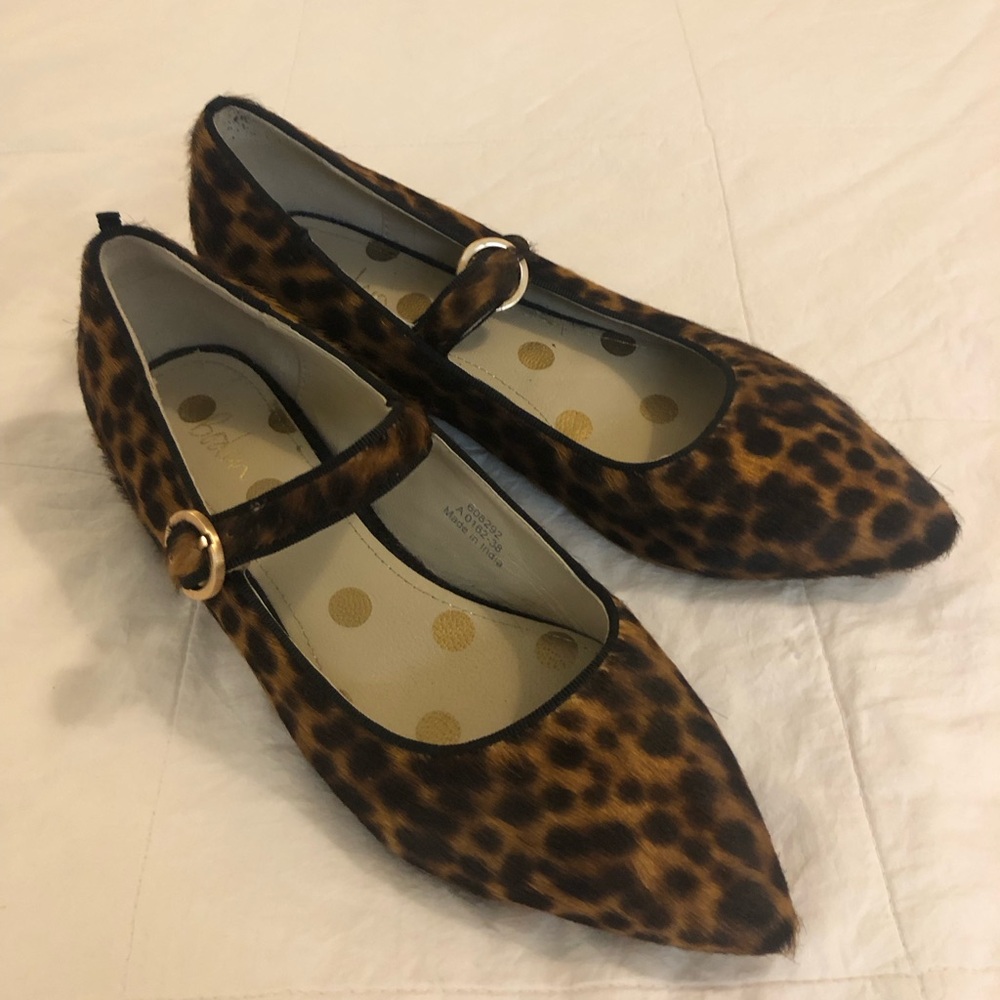 Boden animal print calf hair Mary Jane heel EUC